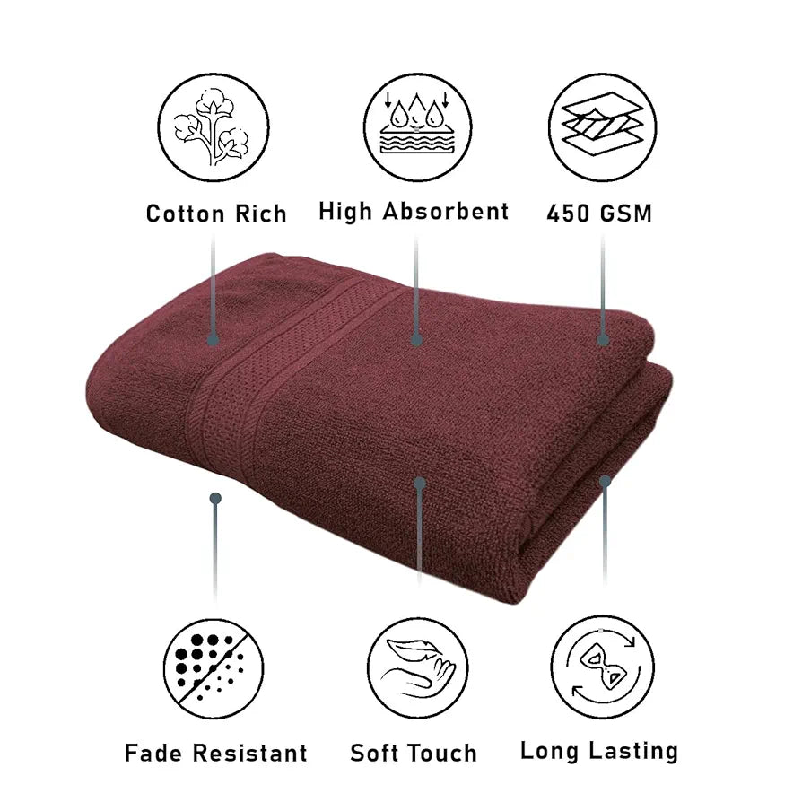 Luxe Home Cotton Bath Towel 450 GSM Quick Dry Large Size Bathroom Towels for Men & Women, Home, Kitchen, Gym, Spa